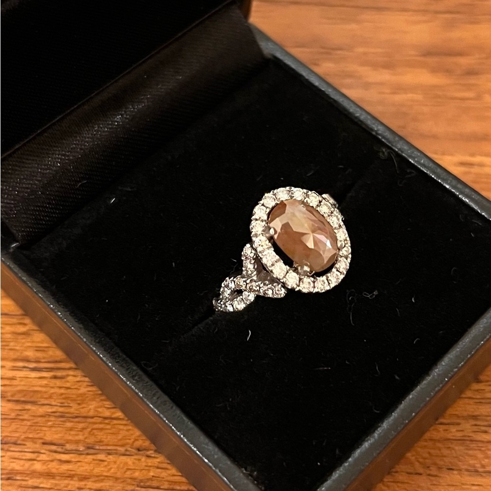 Oval Rose Cut Brown Diamond Ring